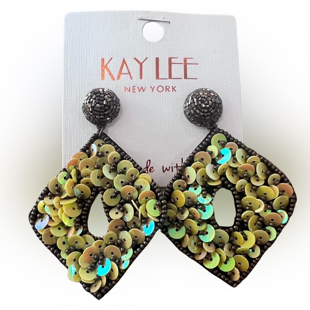 Sequin and Beaded Teardrop Earrings